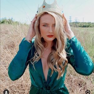 Lovers + Friends green, low cut mini dress